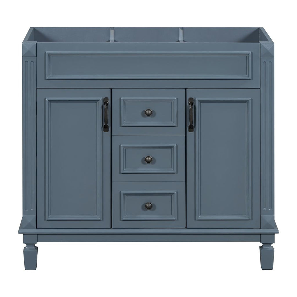 Meuble-lavabo de salle de bain moderne de 91 cm avec lavabo et armoire de toilette, 2 portes et 2 tiroirs