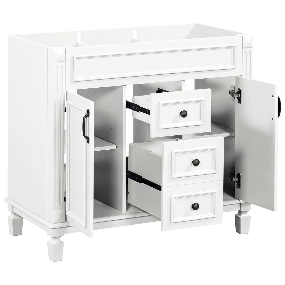 Meuble-lavabo de salle de bain moderne de 91 cm avec lavabo et armoire de toilette, 2 portes et 2 tiroirs