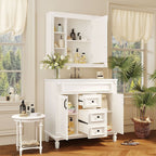 Meuble-lavabo de salle de bain moderne de 91 cm avec lavabo et armoire de toilette, 2 portes et 2 tiroirs