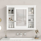Meuble-lavabo de salle de bain moderne de 91 cm avec lavabo et armoire de toilette, 2 portes et 2 tiroirs