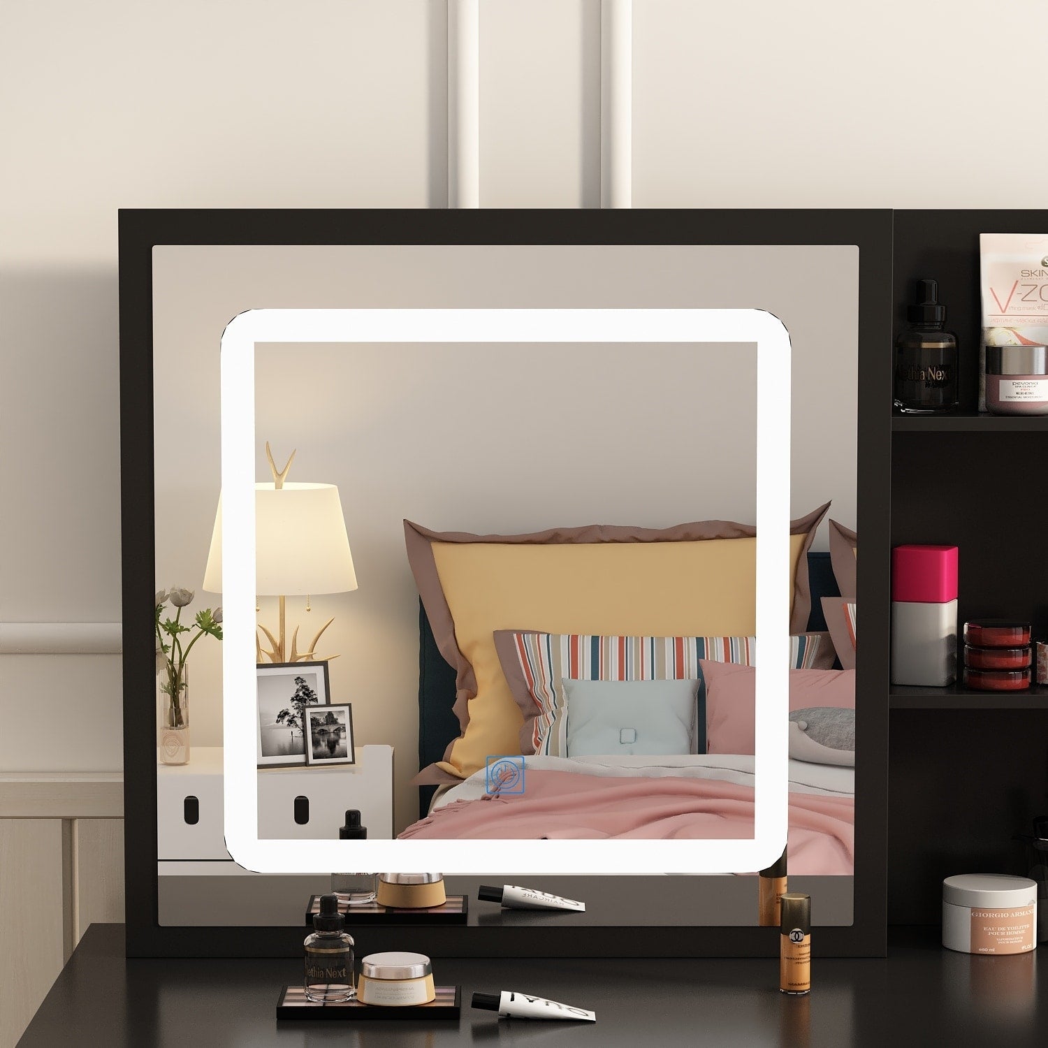 Coiffeuse de 99 cm de large avec tabouret et miroir
