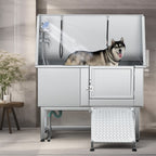 Baignoire de toilettage pour animaux de compagnie de 50 pouces de largeur en acier inoxydable avec rampe d'accès
