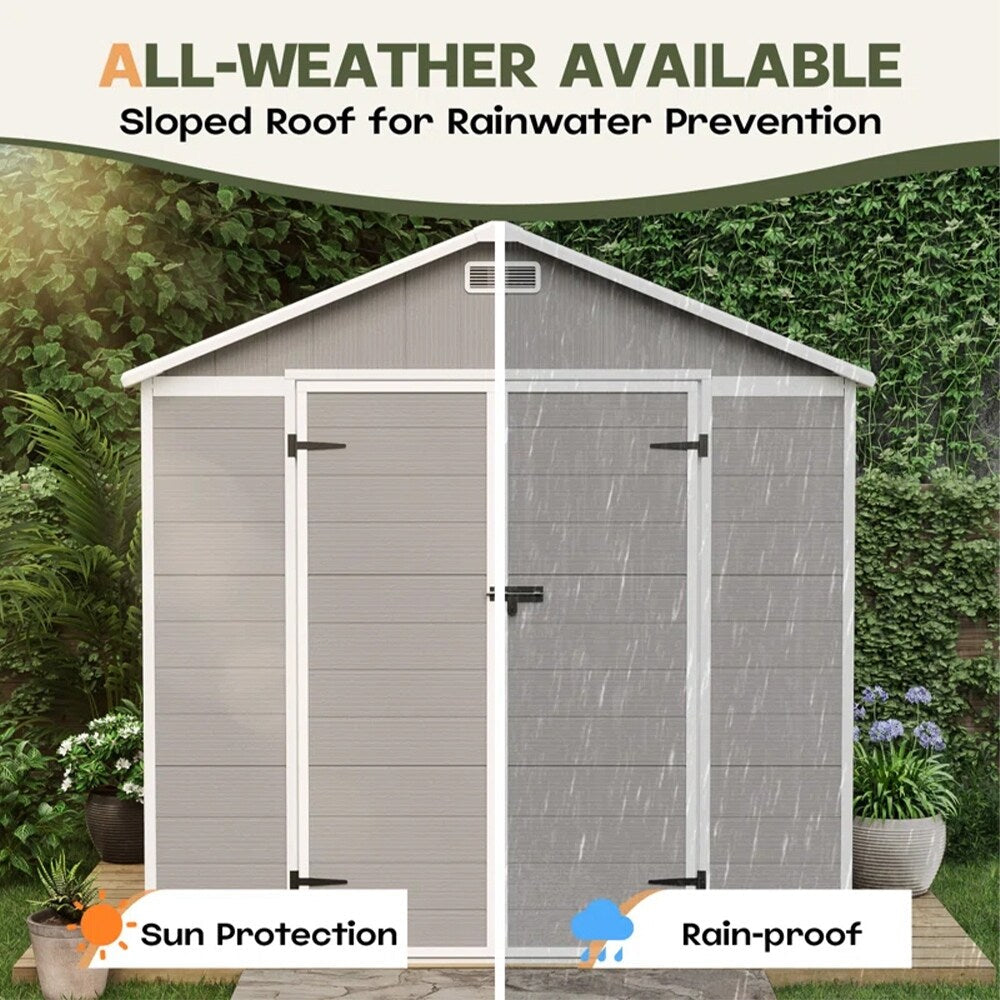 Abri de jardin en résine toutes saisons avec plancher, 1,8 m x 1,2 m/1,8 m x 2,4 m/2,4 m x 1,8 m/2,4 m x 3 m, Spire Tool Shed