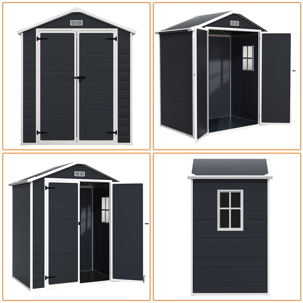 Abri de jardin en résine toutes saisons avec plancher, 1,8 m x 1,2 m/1,8 m x 2,4 m/2,4 m x 1,8 m/2,4 m x 3 m, Spire Tool Shed