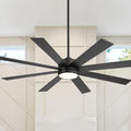 Ventilateur de plafond de 65 pouces à 8 pales noires avec lumière LED et télécommande