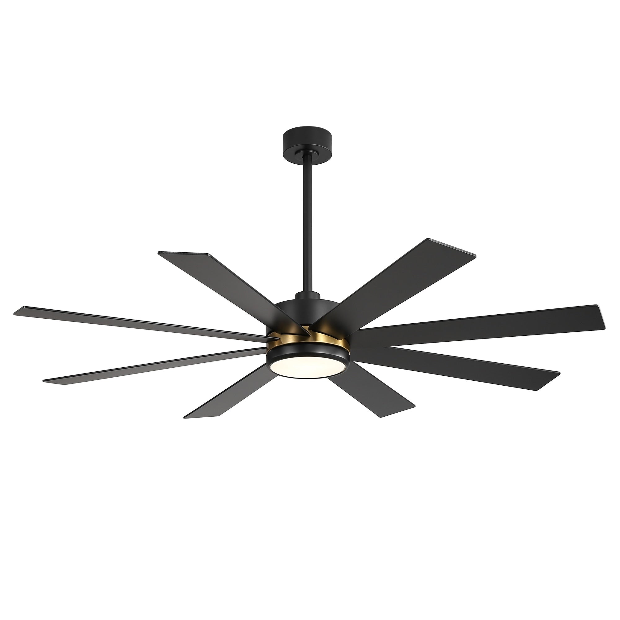 Ventilateur de plafond de 65 pouces à 8 pales noires avec lumière LED et télécommande