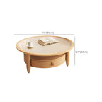 Table basse à tiroirs en bois et verre, marron, ronde et moderne
