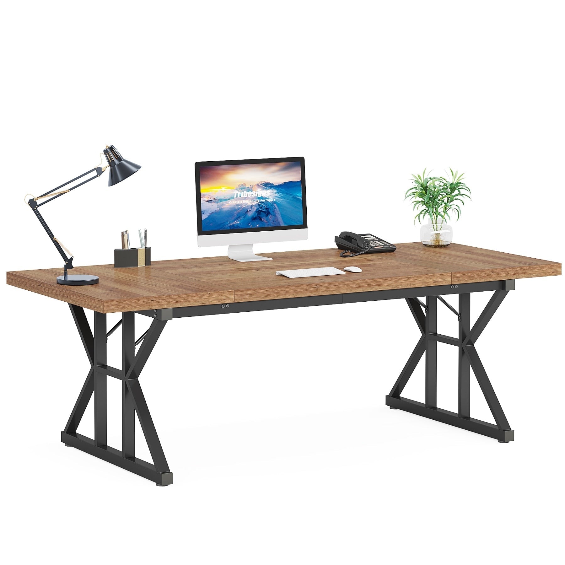 Bureau de direction de 70,8 pouces, grande station de travail de bureau d'ordinateur