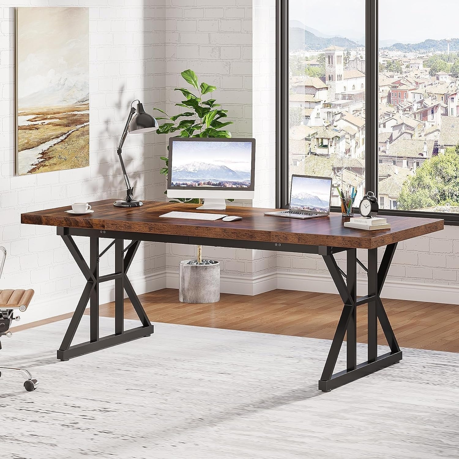 Bureau de direction de 70,8 pouces, grande station de travail de bureau d'ordinateur