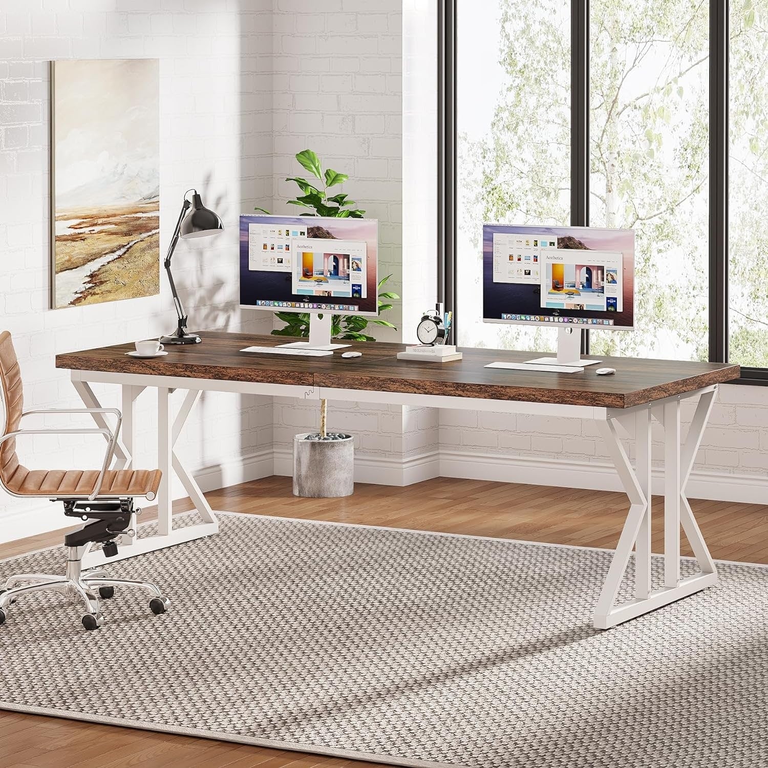 Bureau de direction de 70,8 pouces, grande station de travail de bureau d'ordinateur