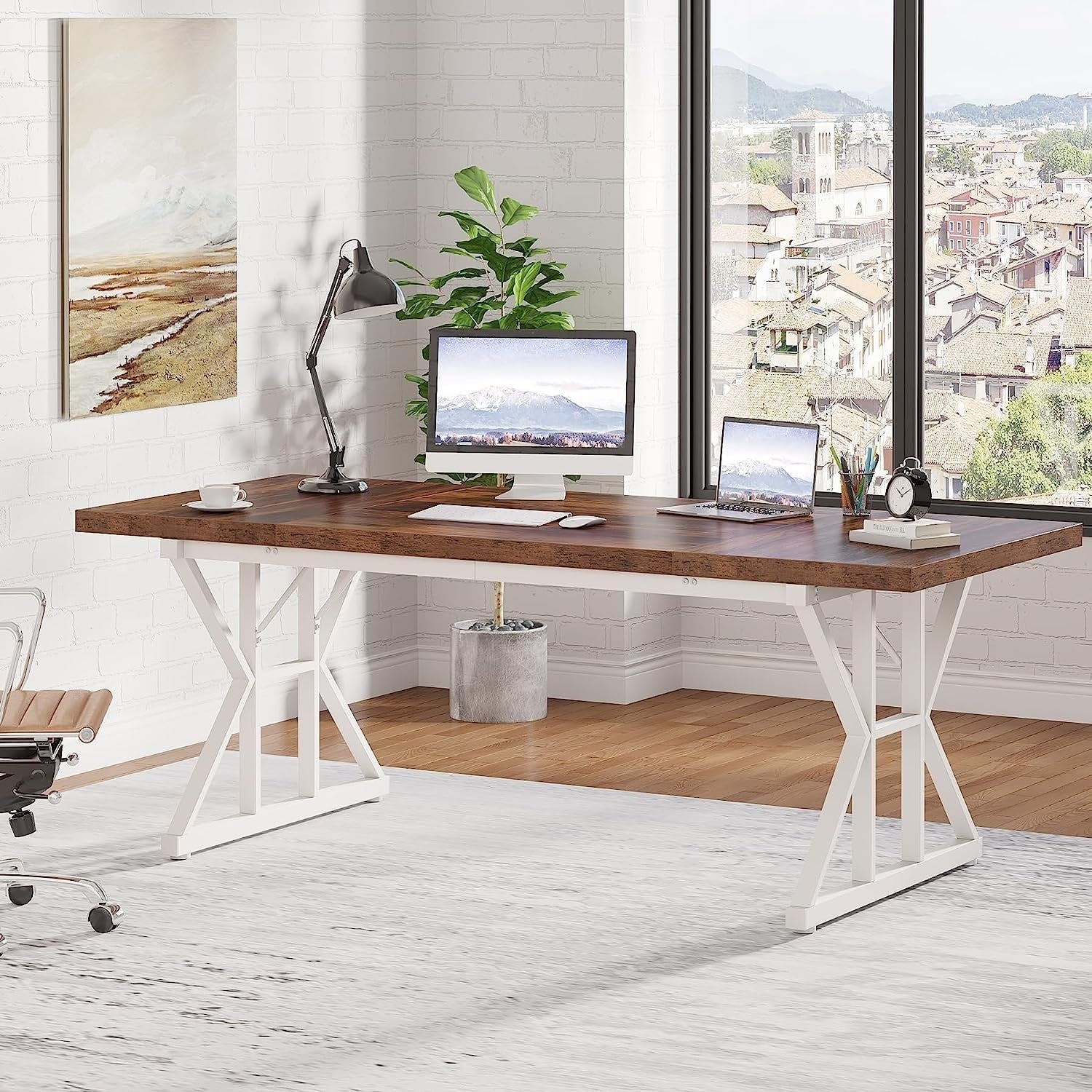 Bureau de direction de 70,8 pouces, grande station de travail de bureau d'ordinateur