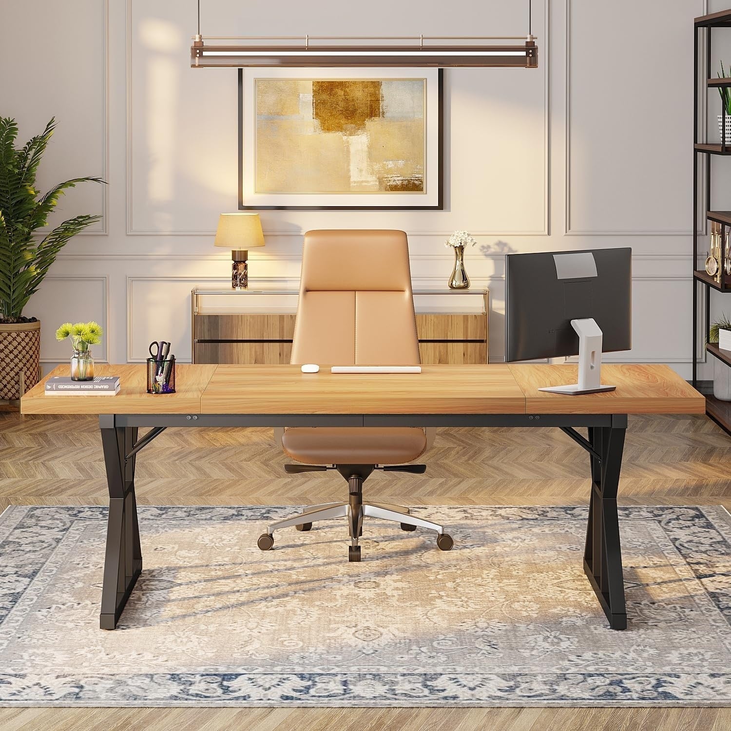 Bureau de direction de 70,8 pouces, grande station de travail de bureau d'ordinateur