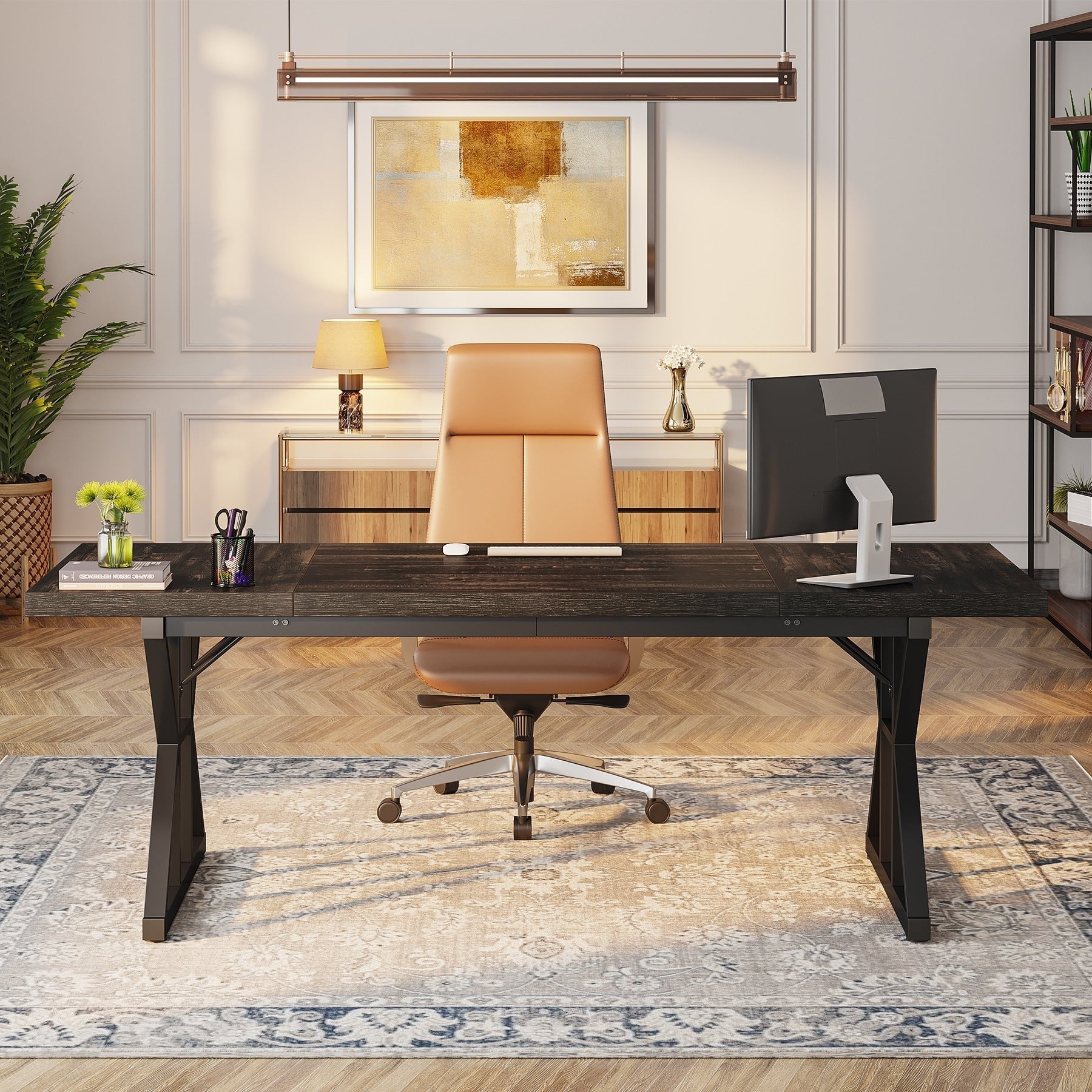 Bureau de direction de 70,8 pouces, grande station de travail de bureau d'ordinateur