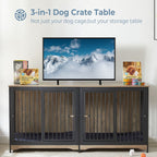 Meuble Cage pour Chien 70.86'' Grande Race Meuble TV avec Coussin & Deux Chambres (Sans Coussin)