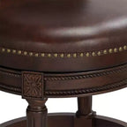 55 Downing Street Addison Tabouret de bar pivotant en noyer marron 26 po de hauteur traditionnel avec coussin en cuir couleur moka et dossier, repose-pieds pour comptoir de cuisine