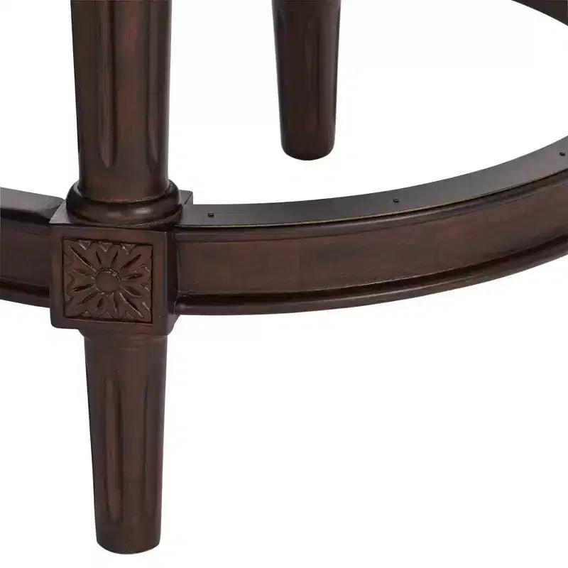 55 Downing Street Addison Tabouret de bar pivotant en noyer marron 26 po de hauteur traditionnel avec coussin en cuir couleur moka et dossier, repose-pieds pour comptoir de cuisine