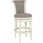 55 Downing Street Oliver Wood Swivel Bar Stool White 30 High Traditional Scroll Pewter Cushion with Backrest Footrest for Kitchen Counter Height Home