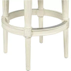 55 Downing Street Tabouret de bar pivotant Oliver Wood blanc 76,2 cm de haut avec coussin défilant traditionnel en étain avec dossier et repose-pieds pour hauteur de comptoir de cuisine