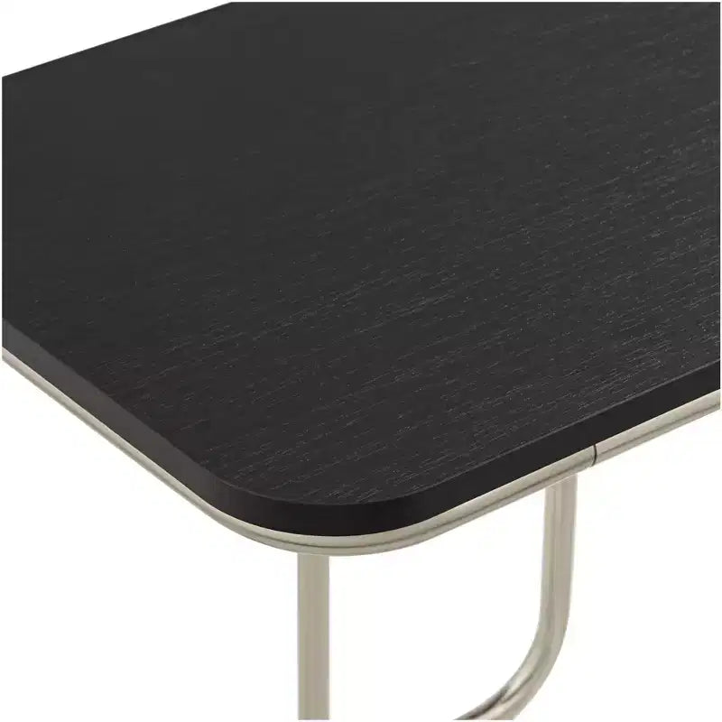 55 Downing Street Thornburg Table d'appoint rectangulaire moderne en bois et métal, 20 x 15 1/2 po, chêne foncé, pieds en métal nickel brossé pour salon, maison