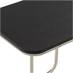 55 Downing Street Thornburg Table d'appoint rectangulaire moderne en bois et métal, 20 x 15 1/2 po, chêne foncé, pieds en métal nickel brossé pour salon, maison