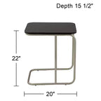 55 Downing Street Thornburg Table d'appoint rectangulaire moderne en bois et métal, 20 x 15 1/2 po, chêne foncé, pieds en métal nickel brossé pour salon, maison