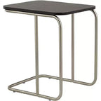 55 Downing Street Thornburg Table d'appoint rectangulaire moderne en bois et métal, 20 x 15 1/2 po, chêne foncé, pieds en métal nickel brossé pour salon, maison