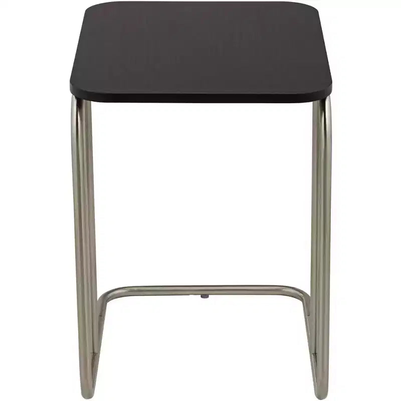 55 Downing Street Thornburg Table d'appoint rectangulaire moderne en bois et métal, 20 x 15 1/2 po, chêne foncé, pieds en métal nickel brossé pour salon, maison