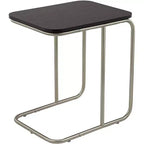 55 Downing Street Thornburg Table d'appoint rectangulaire moderne en bois et métal, 20 x 15 1/2 po, chêne foncé, pieds en métal nickel brossé pour salon, maison