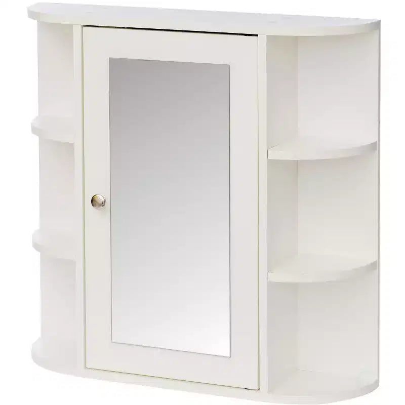 Armoire de rangement murale de salle de bain Basicwise, entièrement assemblée et prête à être installée, meuble-lavabo miroir avec étagères ouvertes