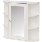 Armoire de rangement murale de salle de bain Basicwise, entièrement assemblée et prête à être installée, meuble-lavabo miroir avec étagères ouvertes