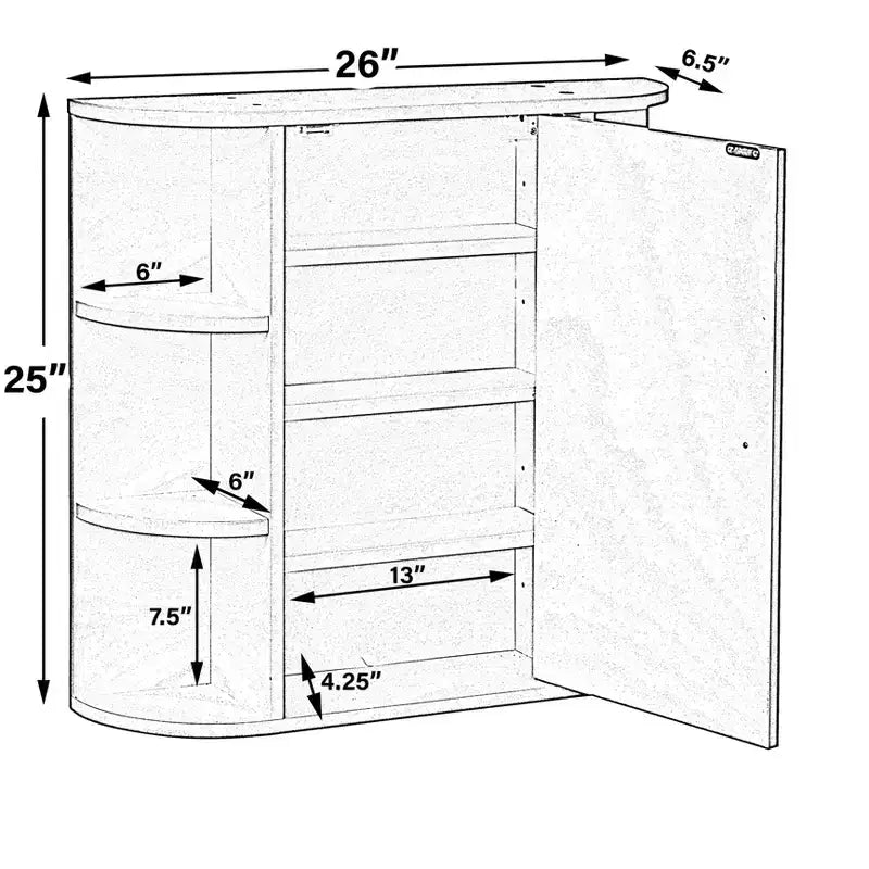 Armoire de rangement murale de salle de bain Basicwise, entièrement assemblée et prête à être installée, meuble-lavabo miroir avec étagères ouvertes