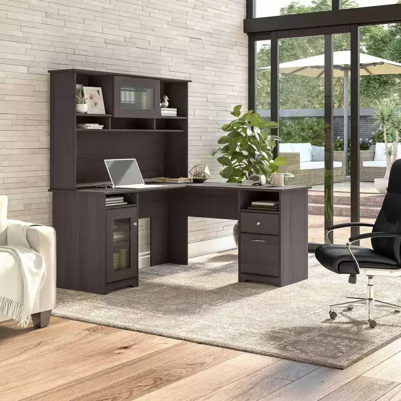 Bureau d'ordinateur d'angle 60W Cabot avec huche - Bush Furniture