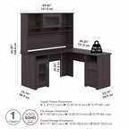 Bureau d'ordinateur d'angle 60W Cabot avec huche - Bush Furniture
