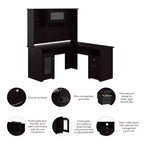 Bureau d'ordinateur d'angle 60W Cabot avec huche - Bush Furniture