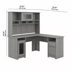 Bureau d'ordinateur d'angle 60W Cabot avec huche - Bush Furniture