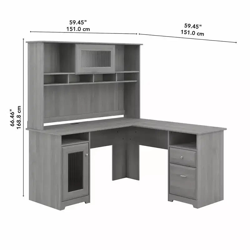 Bureau d'ordinateur d'angle 60W Cabot avec huche - Bush Furniture