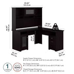 Bureau d'ordinateur d'angle 60W Cabot avec huche - Bush Furniture