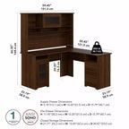 Bureau d'ordinateur d'angle 60W Cabot avec huche - Bush Furniture
