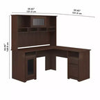 Bureau d'ordinateur d'angle 60W Cabot avec huche - Bush Furniture