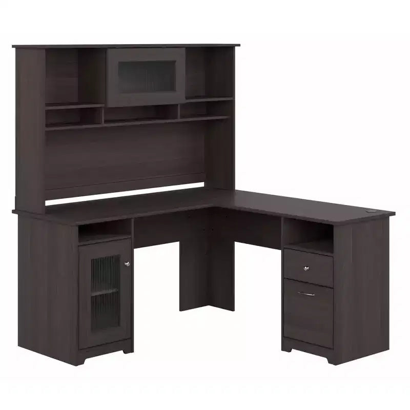Bureau d'ordinateur d'angle 60W Cabot avec huche - Bush Furniture