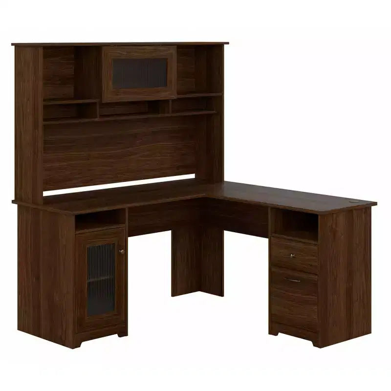 Bureau d'ordinateur d'angle 60W Cabot avec huche - Bush Furniture