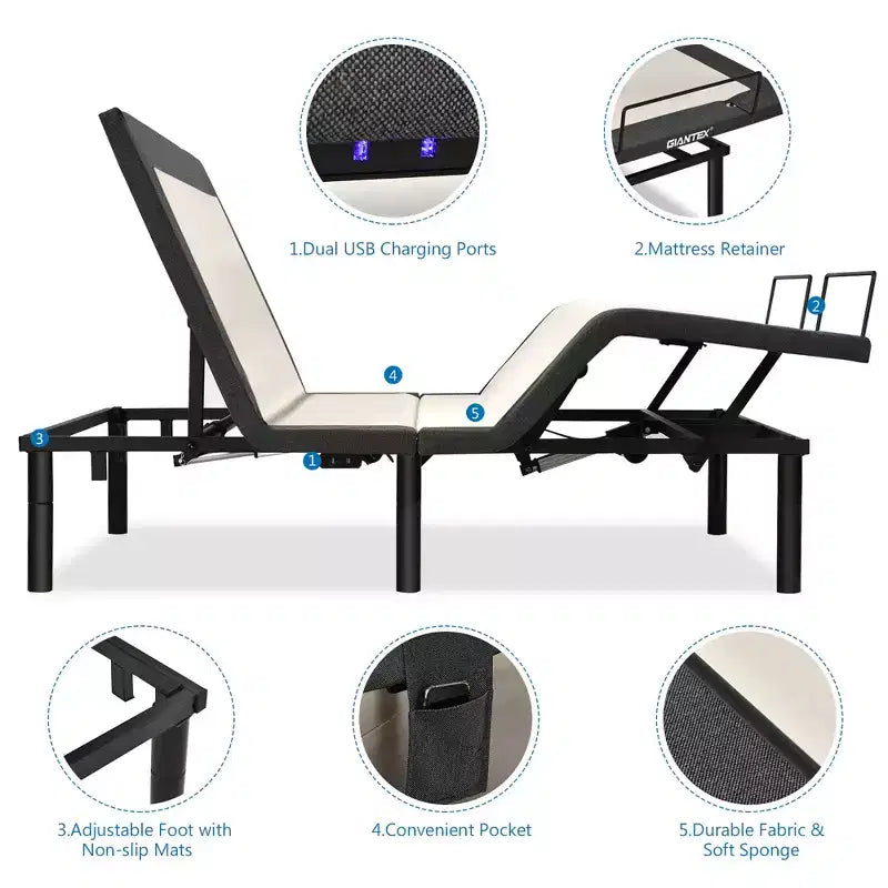 Base de lit réglable électrique Queen Size Costway avec modes de massage