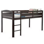 Lit superposé simple mi-hauteur Costway Junior avec barrière de sécurité et échelle en bois, coloris blanc/espresso/gris