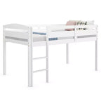 Lit superposé simple mi-hauteur Costway Junior avec barrière de sécurité et échelle en bois, coloris blanc/espresso/gris