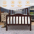 Lit pour enfant Costway en bois avec barrières de sécurité, coloris noir/marron/gris/blanc