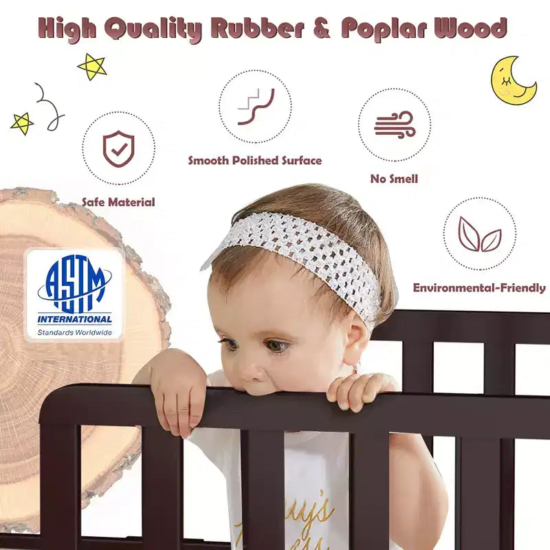 Lit pour enfant Costway en bois avec barrières de sécurité, coloris noir/marron/gris/blanc