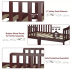 Lit pour enfant Costway en bois avec barrières de sécurité, coloris noir/marron/gris/blanc