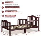 Lit pour enfant Costway en bois avec barrières de sécurité, coloris noir/marron/gris/blanc