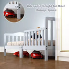 Lit pour enfant Costway en bois avec barrières de sécurité, coloris noir/marron/gris/blanc