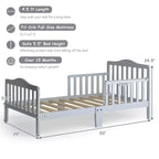 Lit pour enfant Costway en bois avec barrières de sécurité, coloris noir/marron/gris/blanc